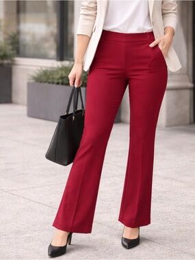 Chico’s So Slimming 360 Brigitte Slim Pants NWT Size 2R Berry Red Pull-On Work
